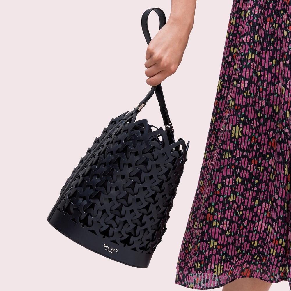 Kate Spade Black Medium Dorie Leather Bucket Bag